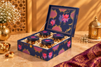 Royal Blue Lotus Heritage Dry Fruit Gift Box with 4 Printed Glass Jars