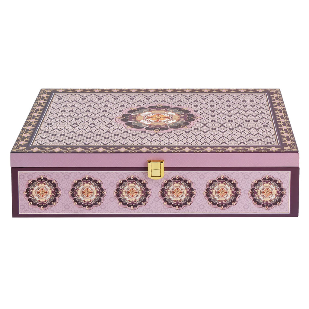 Royal Floral Purple Dry Fruit Gift Box with 6 Glass Jars