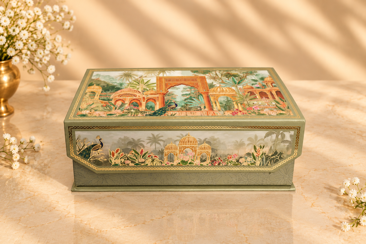 The Heritage Courtyard Dry Fruit Gift Box with 2 Designer Jars