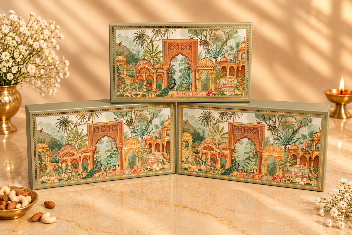 The Heritage Courtyard Dry Fruit Gift Box with 2 Designer Jars