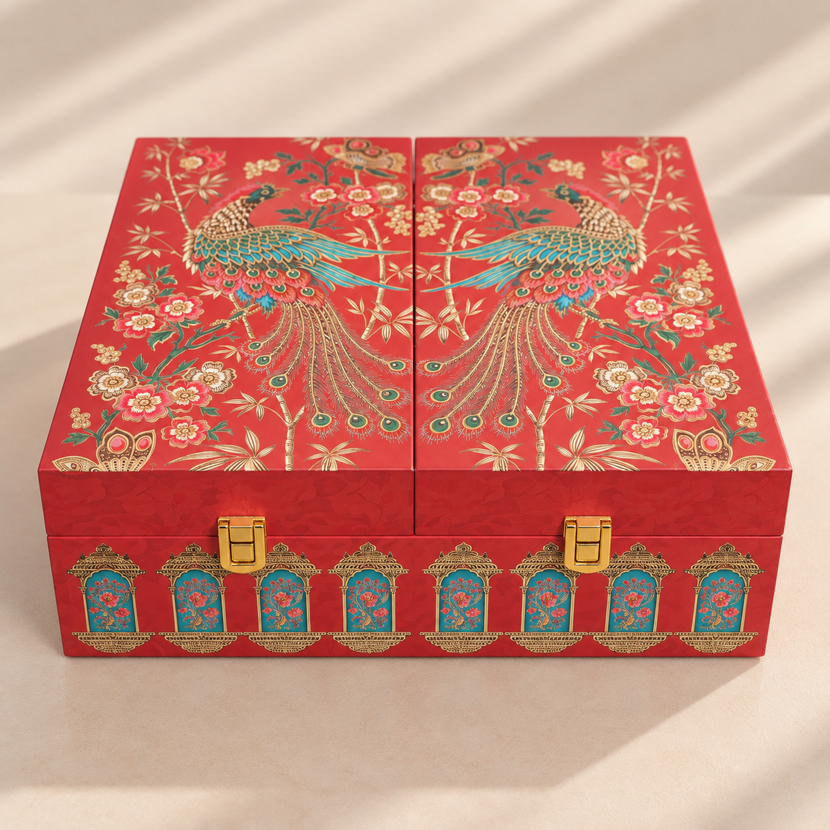 Royal Red Diya 4-Jar Luxury Hamper Box