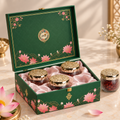 Emerald Lotus Floral Gift Hamper with 4 Diamond Glass Jars