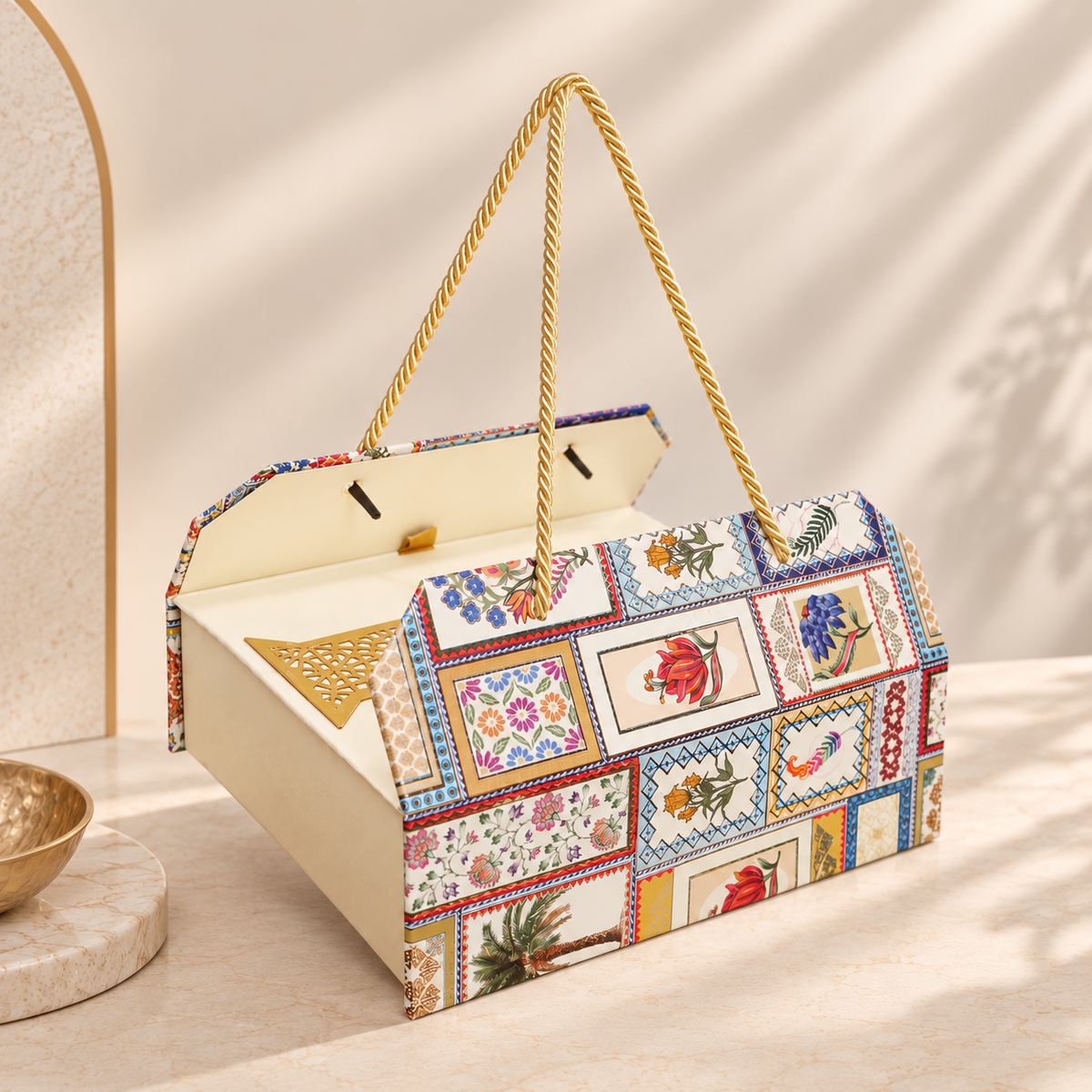 Royal Heritage Floral Gift Box with 4 Glass Jars