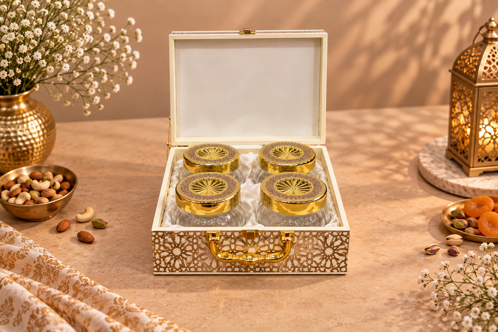 Gold Mosaic Gift Box with 4 Jars