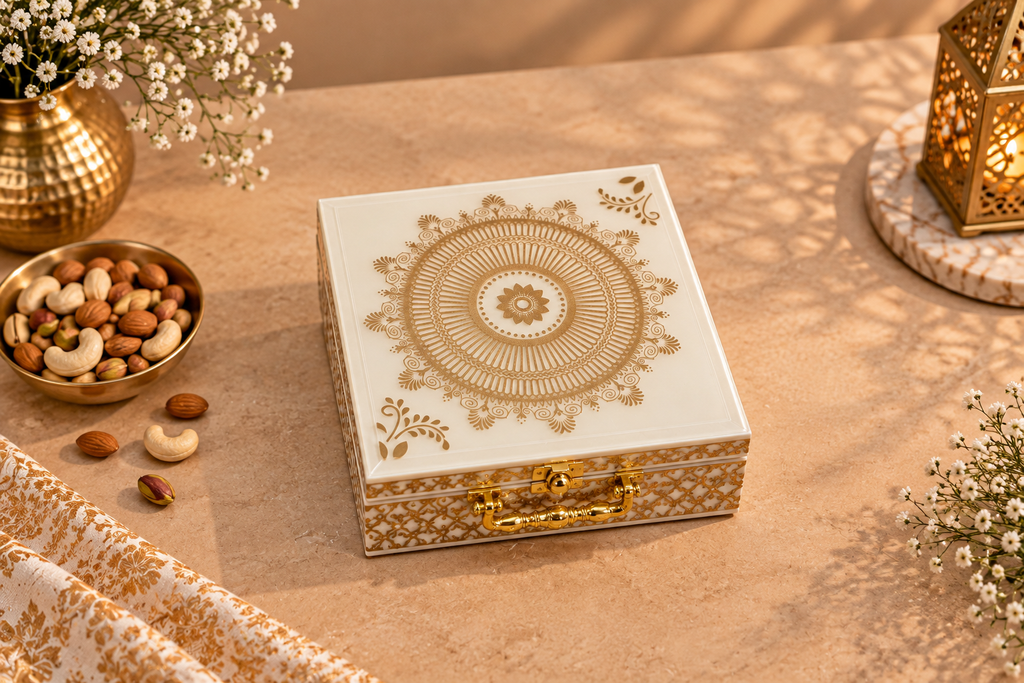 Gold Mosaic Gift Box with 4 Jars