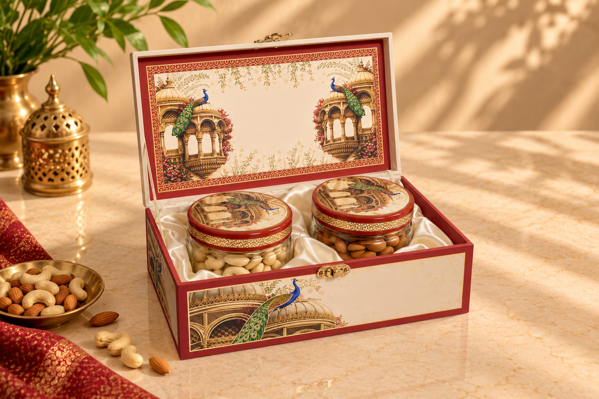 Royal Peacock Haveli Gift Box with 2 Jars