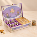 Royal Peacock Pichwai Hamper with 4 Salsa Glass Jars & 16-Cavity Tray