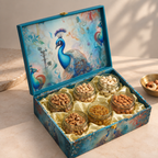 Peacock Royale Fancy Dry Fruit Gift Box | 1000-1200g Assorted Dry Fruits, 6 Glass Jars | Diwali & Festive Gift Hamper