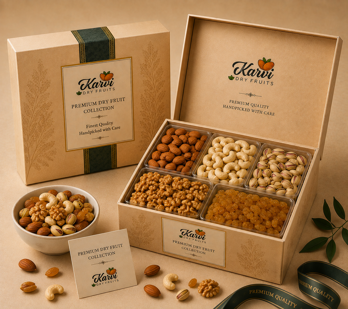 Premium Dry Fruit Gift Box — 4 Assorted Nuts in a Keepsake Tray