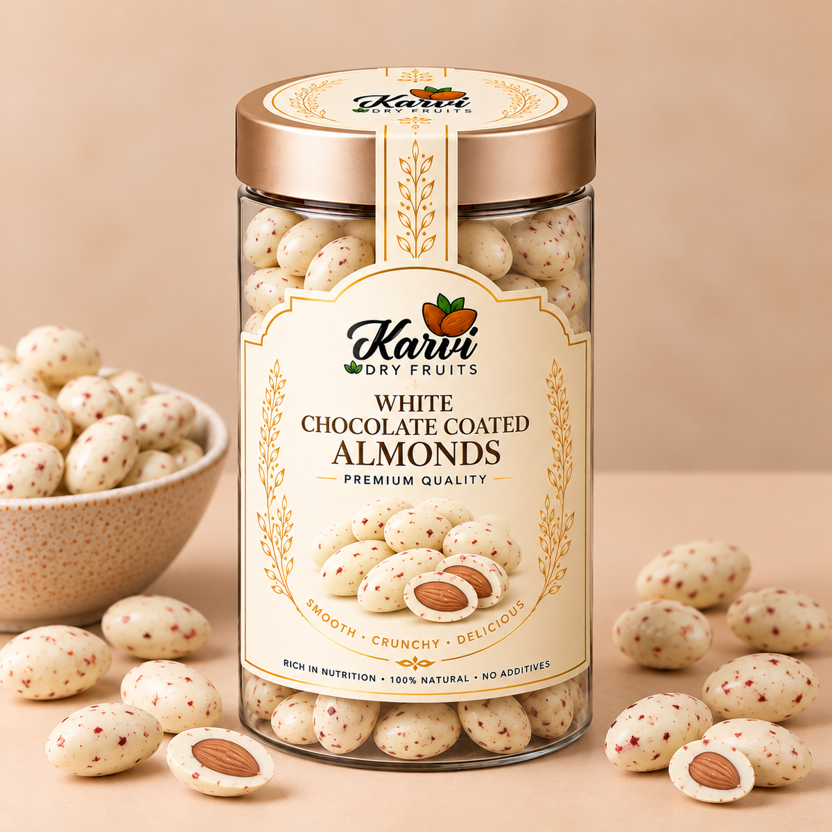 Premium Rose & White Chocolate Coated Almonds