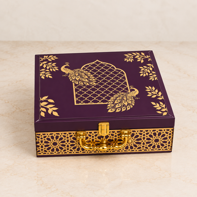 Royal Amethyst Fancy Gift Box | 600-800g Assorted Dry Fruits, 4 Jars | Diwali & Wedding Gift Hamper