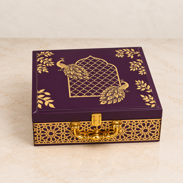 Royal Amethyst Fancy Gift Box | 600-800g Assorted Dry Fruits, 4 Jars | Diwali & Wedding Gift Hamper